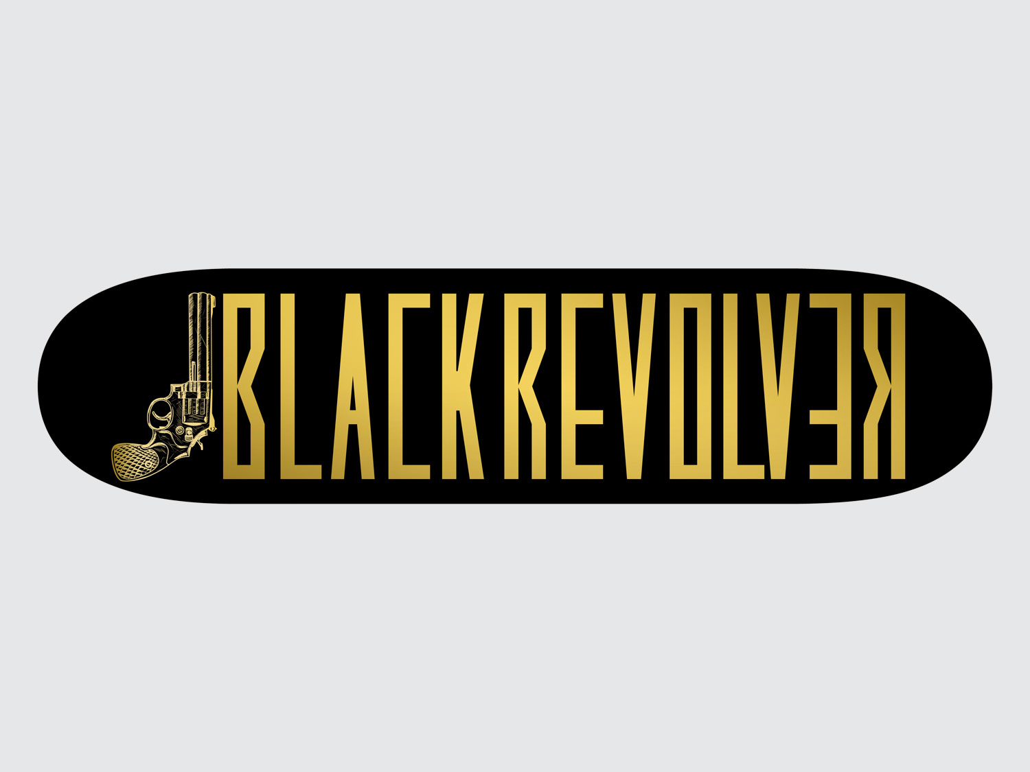 black revolver gold classic logo skatebord